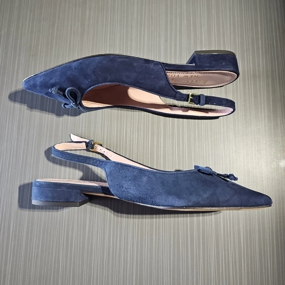 Kate Spade Veronica Suede Navy Flats In Size 6B Excellent Pre-Owned Condition‎